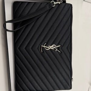 Large Black Quilted Clutch